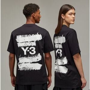 Y-3 Adidas Shirt Men Medium GFX Short Sleeve Tee Yohji Yamamoto Black Streetwear